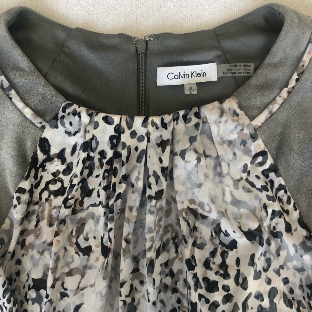 Calvin Klein Blouse, Small, color is multi Gray w/ white, black, multi tan color